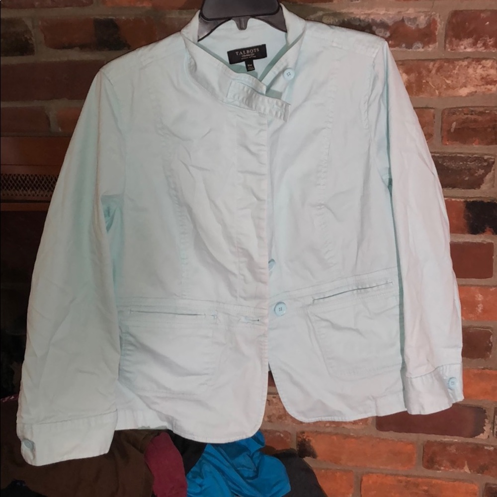 Talbots womens petites 16 W mint green jacket